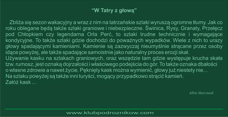 apel w Tatry z głową